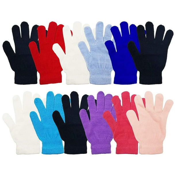 Four Pairs Stretch Microfiber Lined Magic Gloves for Ages 5-14 Years 